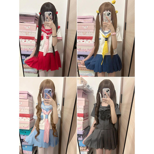 学院风JK制服夏季新品水手服套装日系基础款三本短袖校供百褶裙女