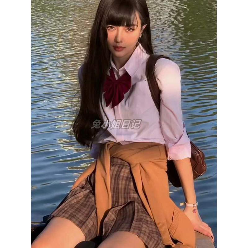 日漫动漫感JK制服粉色衬衫长袖学院风同款cos蓝原柚子平替套装女