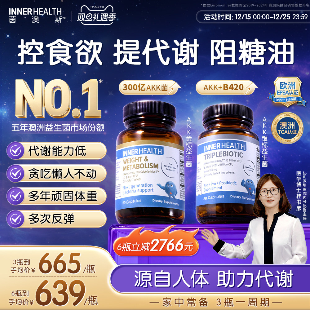 AKK瘦子菌InnerHealth三生元B420益生菌帮助体重身材管理提高代谢