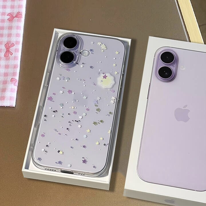 ins风简约彩色小星星适用苹果17Pro手机壳iPhone16promax透明软壳15plus紫色系13少女心14防摔12保护套17AIR