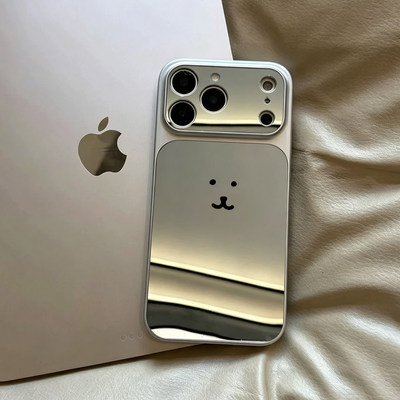 韩国博主ins自嘲熊表情适用iPhone17pro苹果16手机壳15promax镜面14少女补妆13大视窗12皮纹11高级小众保护套