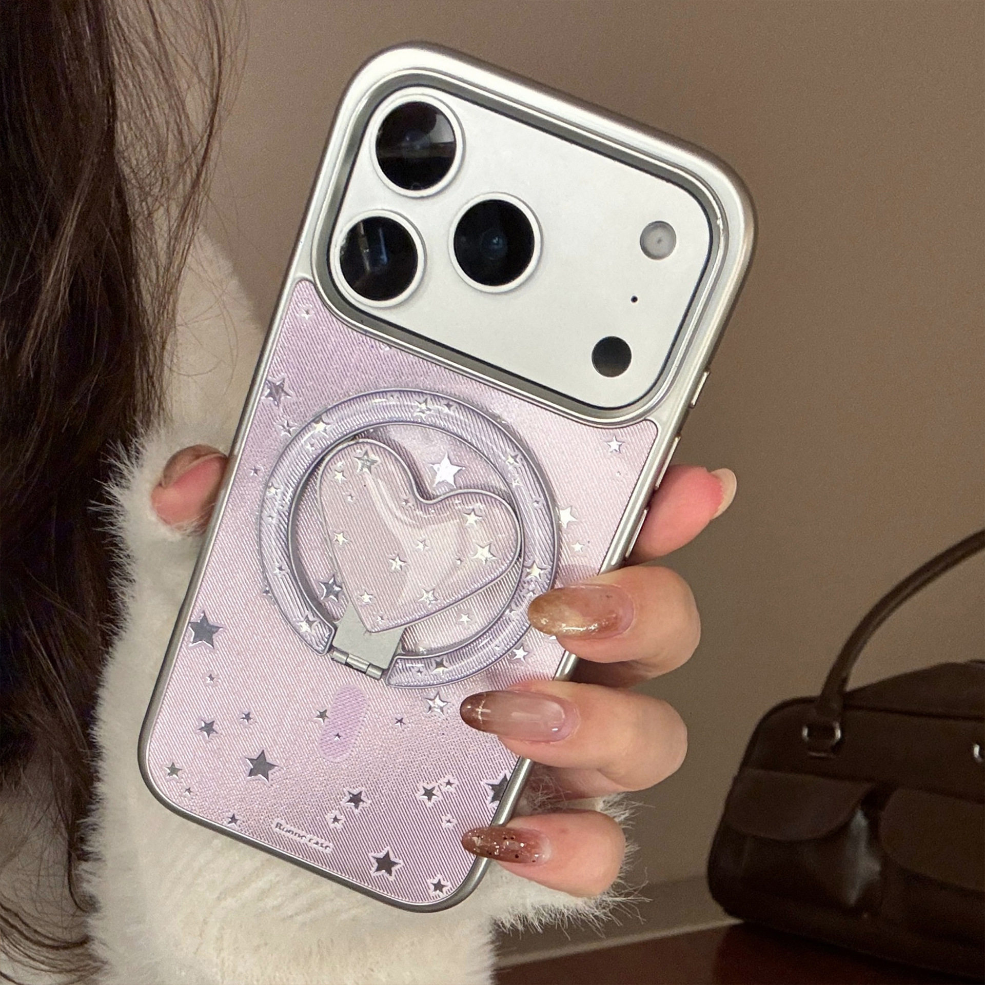 个性高级感鎏金紫色星星适用iPhone17promax手机壳新款苹果17小众女款16网红爆款15爱心磁吸支架13硬套14华为