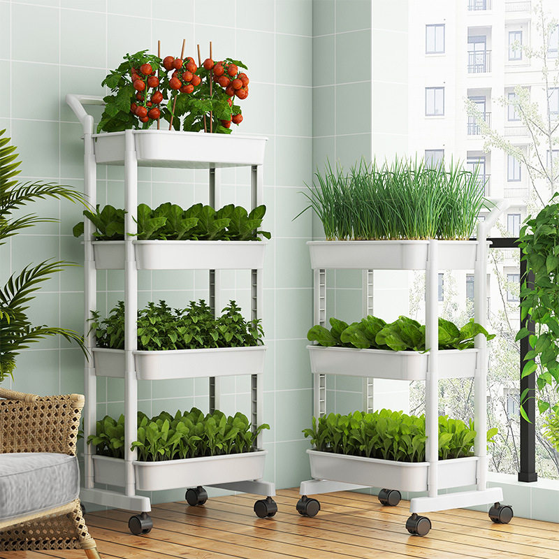 阳台花架落地式种菜架子多层带轮多肉植专用花架底座万向轮置物架