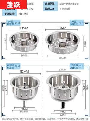 不锈钢水槽下水器提篮配件洗菜盆的底漏配件过滤网提笼厨房过滤器