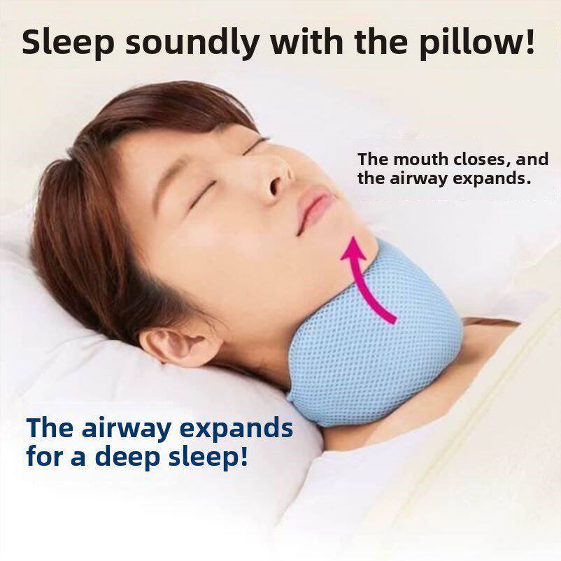 日本人睡觉张开嘴打鼾颈部支架呼吸支持固定下颌防止打鼾和停止打