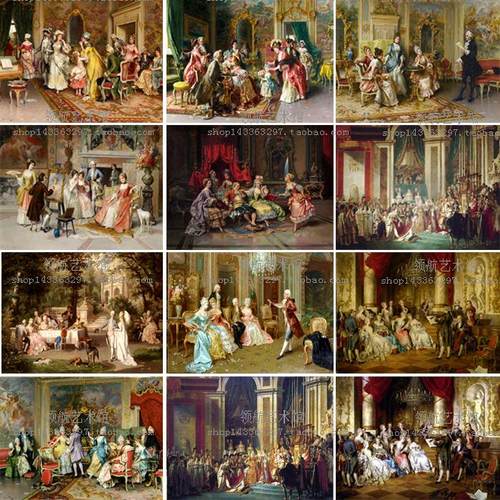 世界名画欧式宫廷人物油画装饰画高清喷绘挂画办公室复古画芯