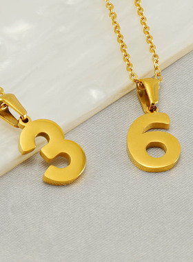 欧美新款时尚不锈钢简约数字项链0-9阿拉伯数字钛钢锁骨链男女款