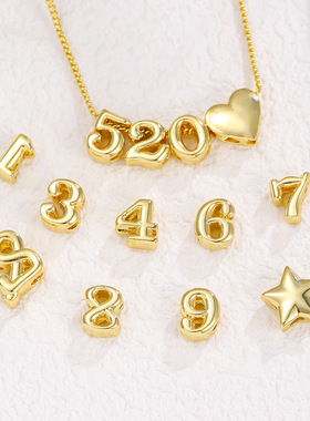 亚马逊热销光面泡泡字母数字创意diy百搭吊坠简约小众锁骨链