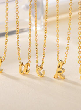 速卖通新款小写字母项链空心不锈钢项链小号字母吊坠厂家