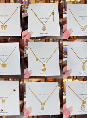 18K真金电镀钛钢时尚轻奢风锁骨链小众钛钢气质百搭高级感项链女