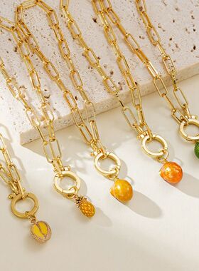 跨境原创水果手链电镀保色清新甜美菠萝柚子橘子活口圈开口手链