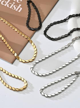 欧美钛钢手链不锈钢电镀18K金高级感夏季女不掉色轻奢饰品马眼链