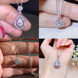 直播爆款 镀pt950八心八箭高碳钻吊坠 仿美国进口D色莫桑钻项链