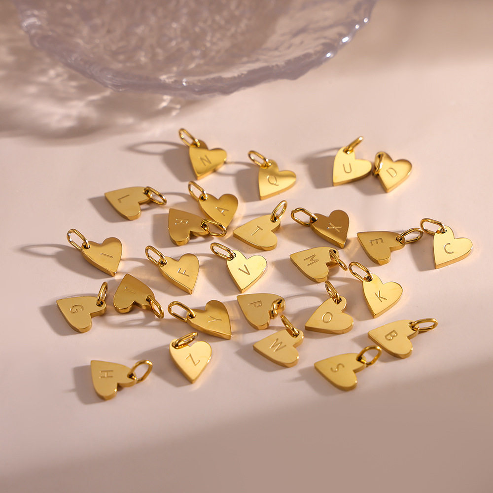 亚马逊跨境爆款简约光面14k金爱心26字母吊坠项链耳环挂件diy配件,饰品/流行首饰/时尚饰品新,其他DIY饰品配件,淘宝优惠券,粉丝福利购,淘宝优惠卷