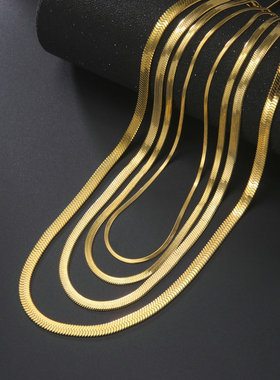 简约时尚刀片蛇骨项链男女通用扁蛇形链条跨境热销不锈钢锁骨链子