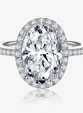 s925纯银高碳钻求婚鸽子蛋戒指仿真莫桑石钻戒1.5克拉超大钻戒女