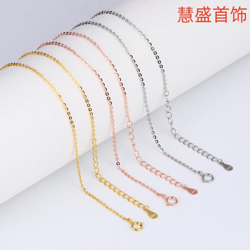 s925纯银闪O链锁骨链闪欧项链链条时尚百搭银链字链韩版延长