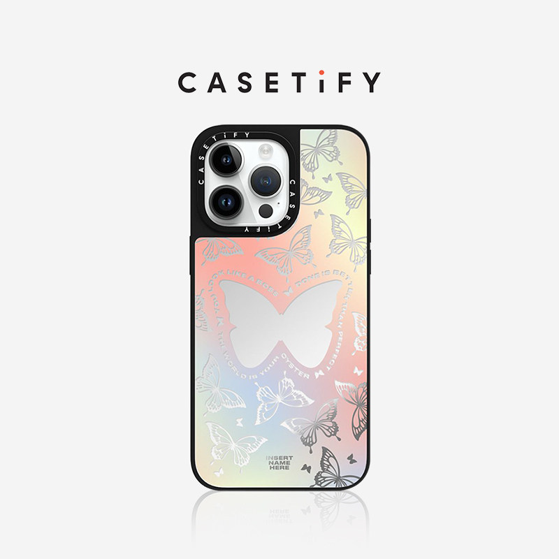 CASETiFY艺术家联名幻彩蝴蝶适用iPhone15/14/13/12/Plus/Pro/Max镜面手机壳怎么看?