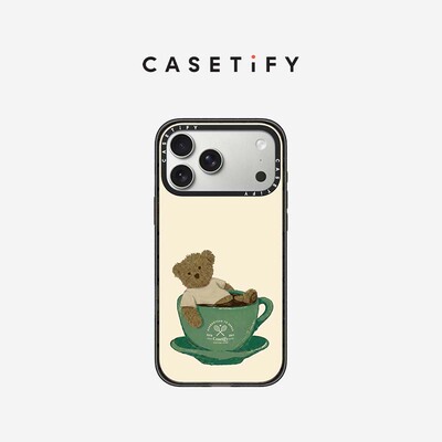 CASETiFY Sip & Serve 网球俱乐部系列 咖啡与小熊 适用于苹果iPhone17ProMax/17Pro/16ProMax/16Pro手机壳