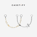金属蝴蝶结 CASETiFY 挂链钥匙圈 银白珠饰 适用于部分手机壳或其他饰品挂链挂件手机挂链配件
