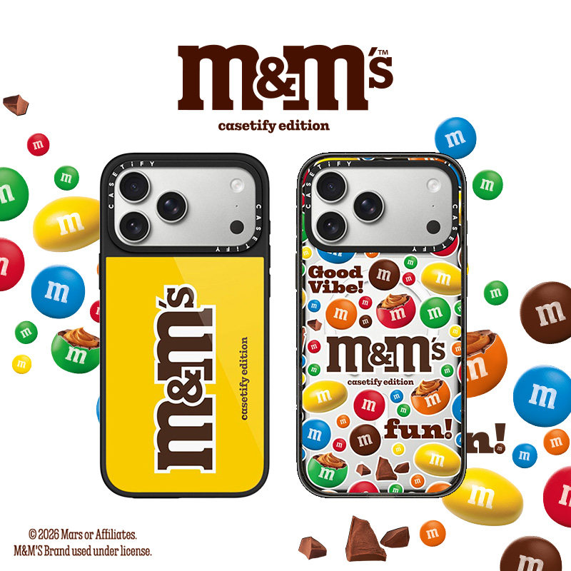 M&M'S X CASETiFY 联名 黄色经典 Logo/欢乐玩趣 支架 适用于苹果iPhone17ProMax/17Pro/16ProMax晶釉手机壳图片