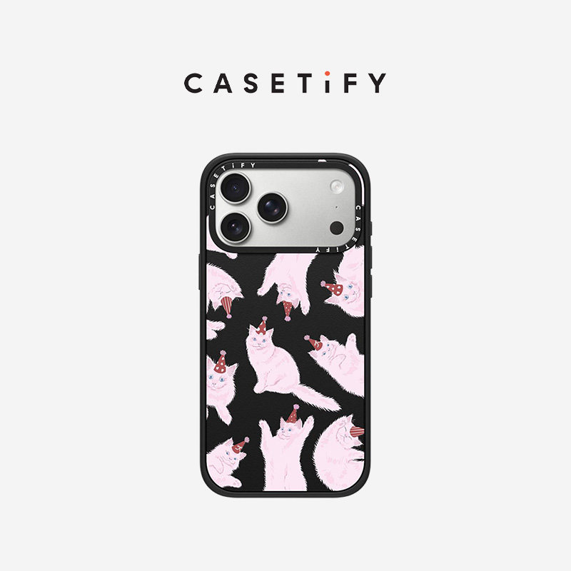 CASETiFY 萌宠系列 粉红派对猫 适用于苹果iPhone17ProMax/17Pro/16ProMax/16Pro手机壳