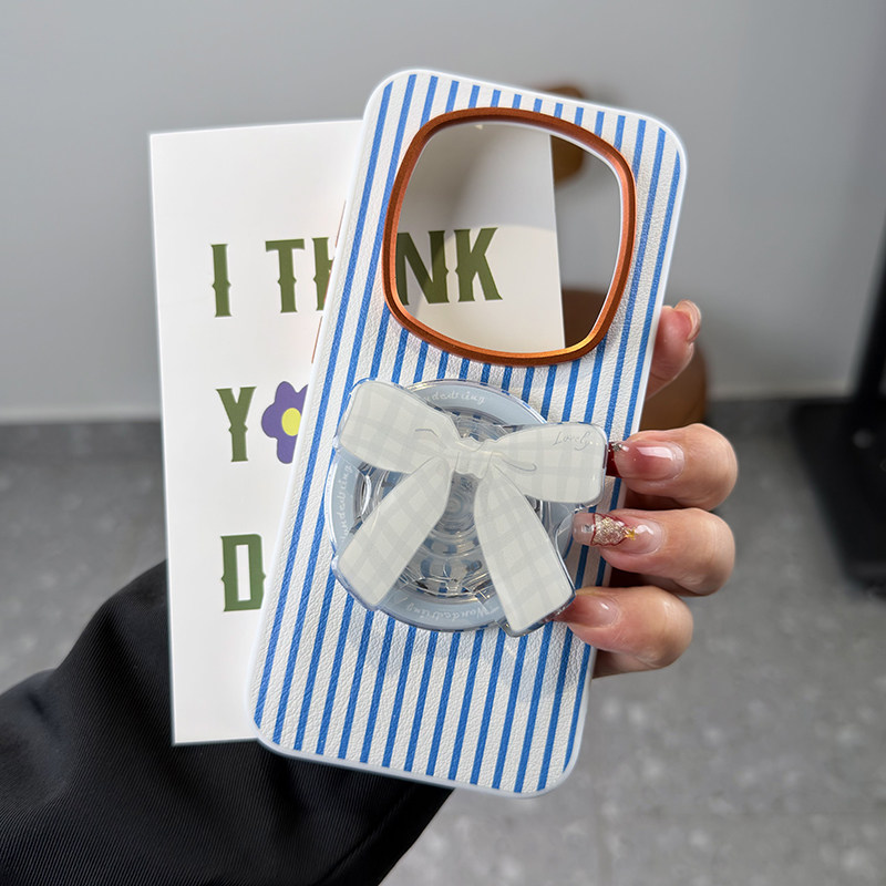 高级磁吸适用荣耀magic8rsr保时捷手机壳蓝条纹magic8RSR保护套皮纹防摔magic7RSR卡通可爱磁吸气囊支架