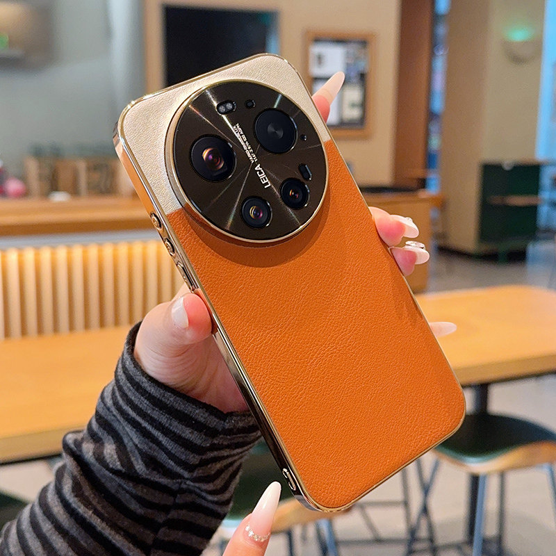 适用小米17ultra手机壳皮纹简约小米17ultra保护套防摔大漠银月电镀金色15ultra高级创意拼色男女新款高档