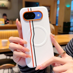 ins创意线条拼色适用谷歌Pixel10A手机壳皮纹新款简约Pixel10A保护套高档磁吸Pixel10A全包防摔硅胶软边