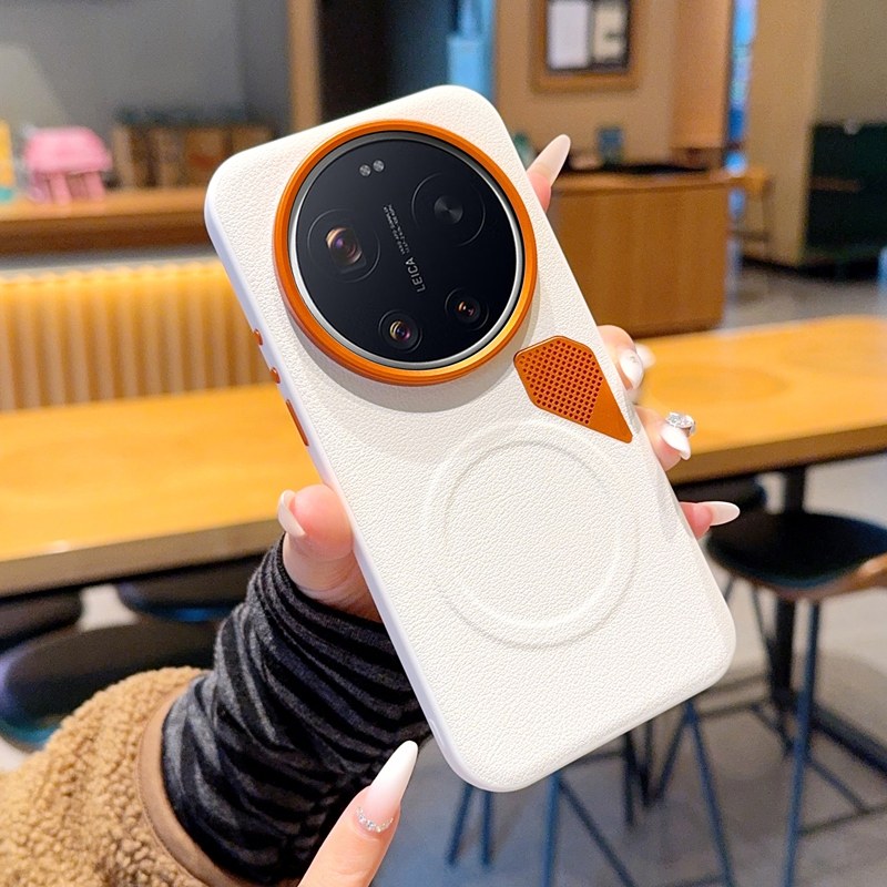 【现货】适用小米17Ultra手机壳皮纹磁吸金甲散热17Ultra保护套高档磁吸轻奢15Ultra全包防摔软边金属镜头