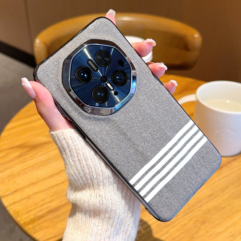 高级TB四道杠适用华为mate70RS非凡大师手机壳电镀枪色mate70RS保护套全包防摔Mate70RS高档个性男女