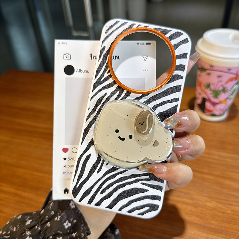 高级黑白斑马纹适用荣耀magic8pro手机壳皮纹magic8pro保护套全包防摔高档磁吸magic8磁吸支架个性创意