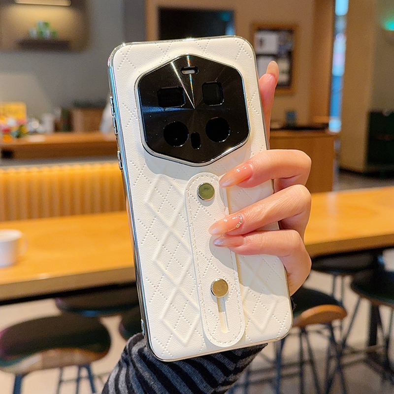 电镀高档菱格适用荣耀Magic7RSR手机壳皮纹简约Magic6RSR保护套全包防摔软边Magic7RSR简约高级腕带轻奢女