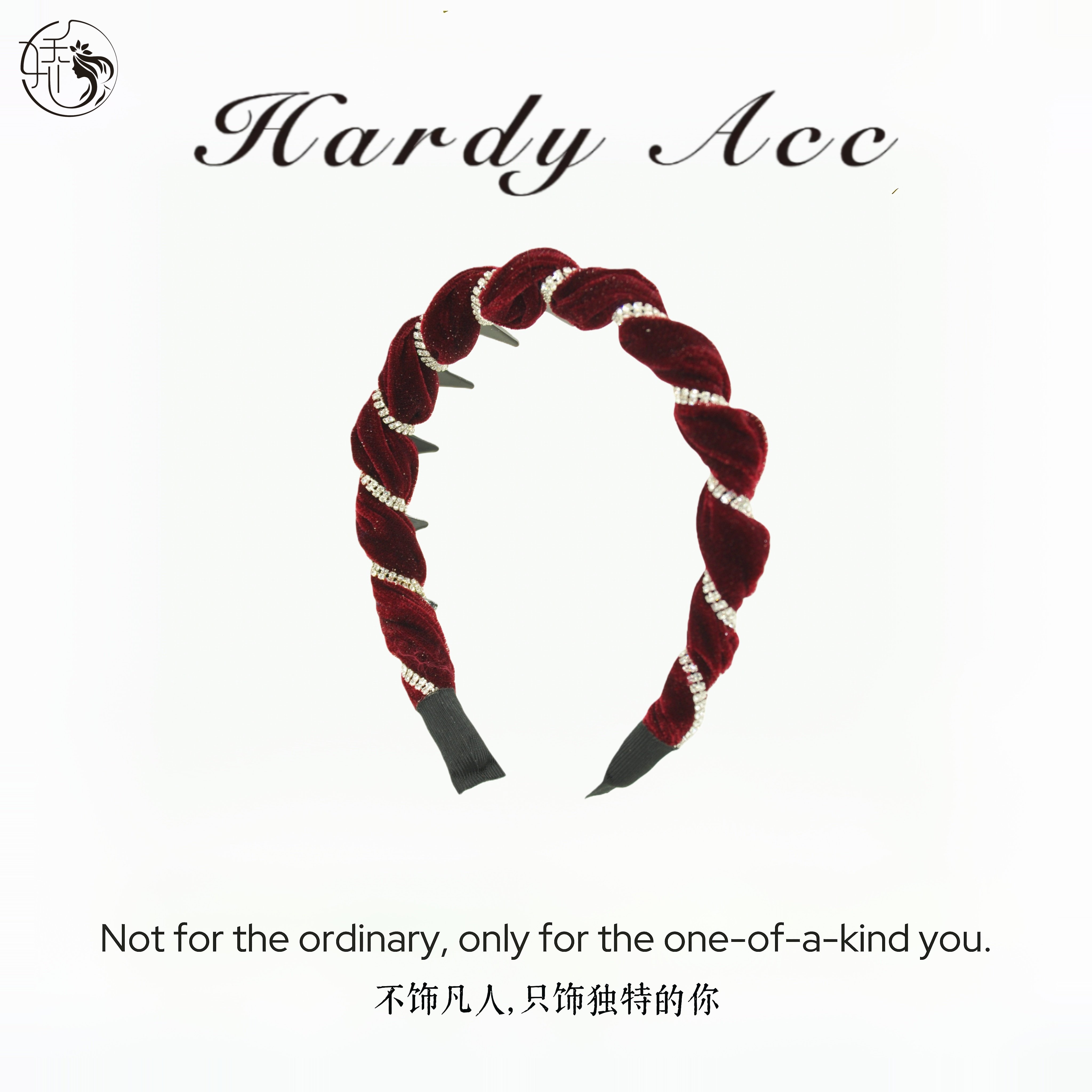 美添娇纯手工大牌风丝绒双钻条高级时尚麻花辫编织高颅顶头箍发饰