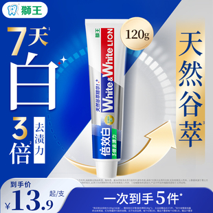 LION狮王White&White倍效白牙膏美白去渍120g去黄清新口气正品