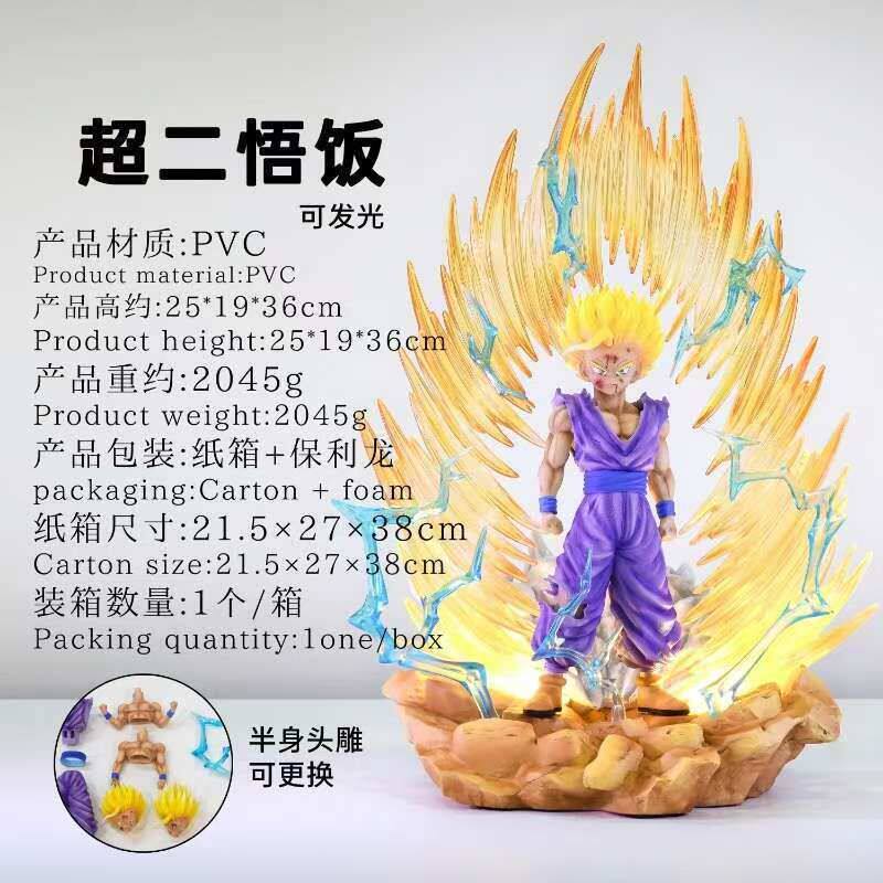 七龙珠JT超二悟饭大号双头雕 可双身体替换/发光动漫手办摆件批发