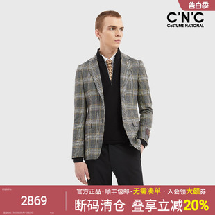 CNC男装 羊毛格子提花休闲西服外套 轻奢经典 奥莱outlets22秋冬新款