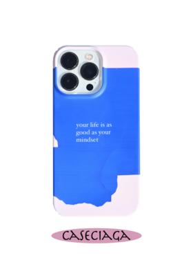 CASECIAGA蓝白文字色块16promax小米14华为菲林手机硬壳苹果安卓原创小众