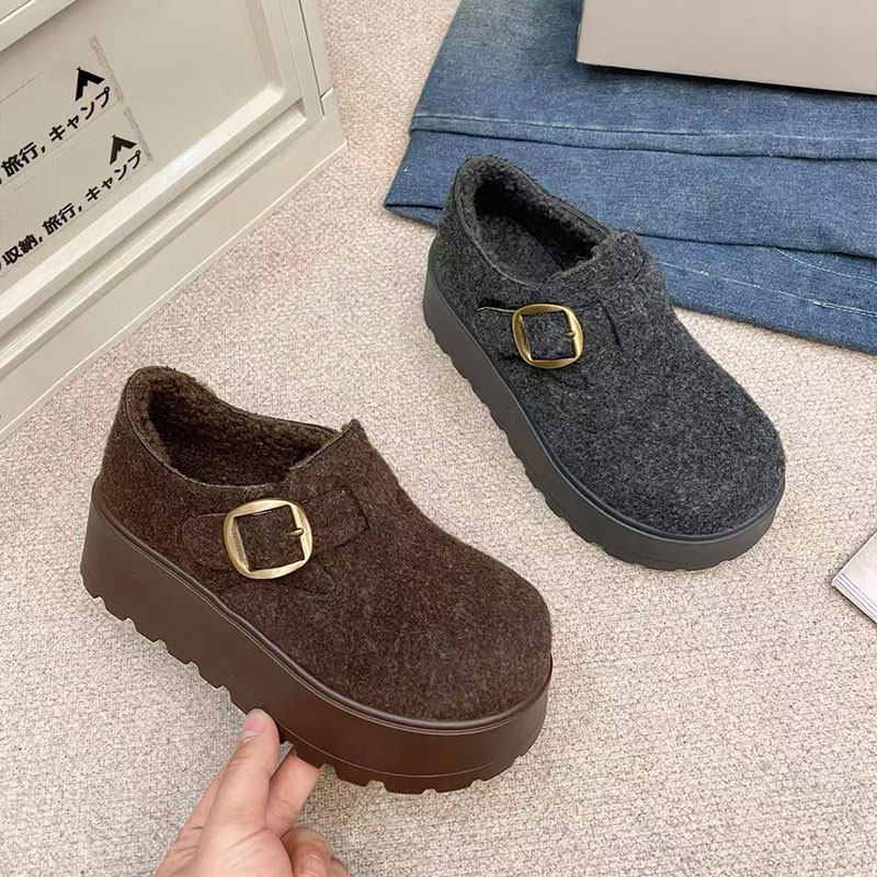 灰色毛呢厚底增高勃肯鞋女2026新款加绒保暖勃肯乐福棉鞋0121e,女鞋,勃肯鞋/软木鞋,淘宝优惠券,粉丝福利购,淘宝优惠卷
