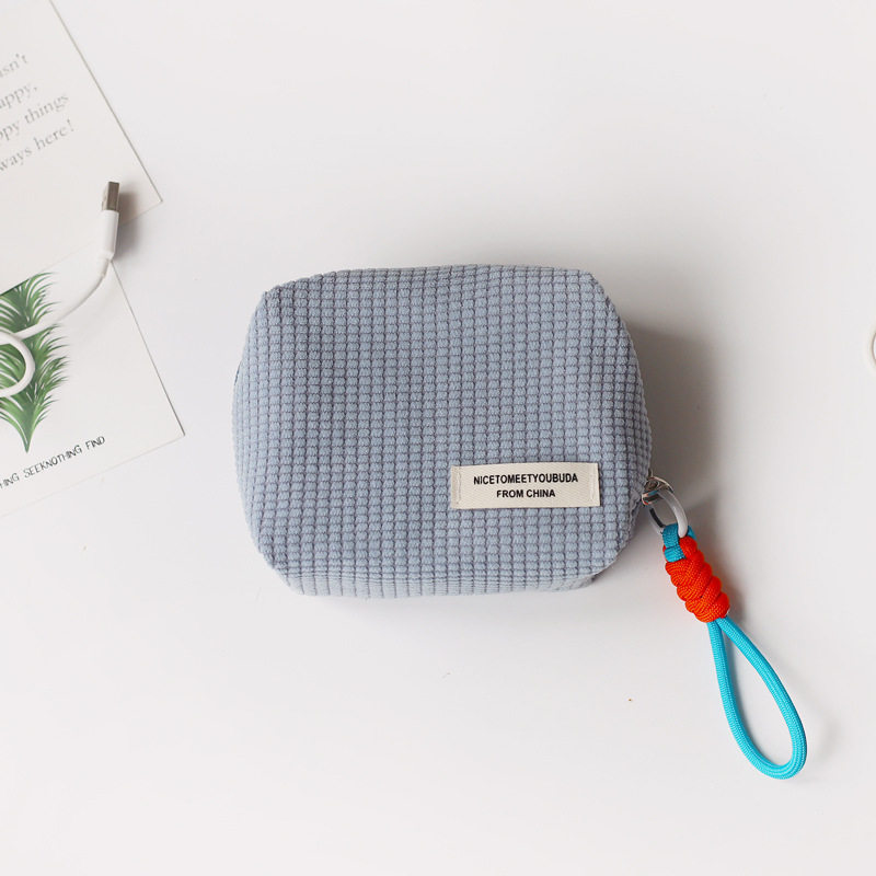 纯色玉米绒手提卫生巾收纳包精致小包化妆包便携小型收纳包钱包