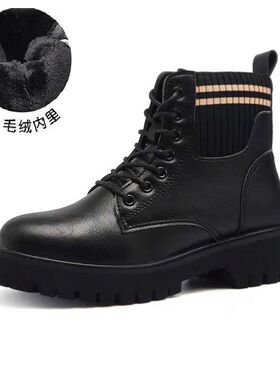 网红款靴风短黑色02款秋季网红瘦瘦袜马丁女英伦厚底靴子22新冬潮