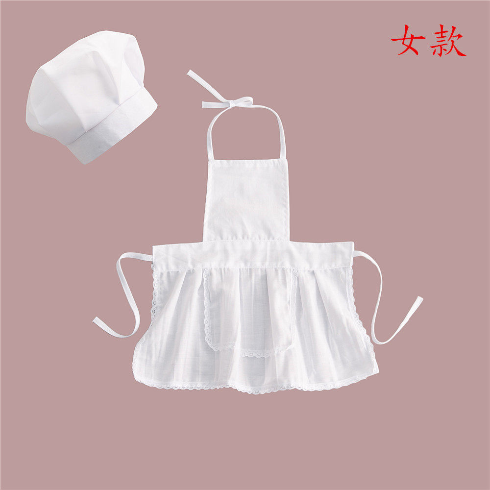 网红款新款厨师表服围白色厨帽服套装角色儿童摄影服装小演衣裙师