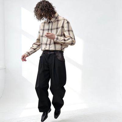 ACYCLIC复古黑白对格衬衫男女款