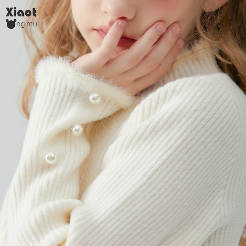 小童木 人手一件女童毛衣秋冬2025新款半高领针织上衣儿童打底衫