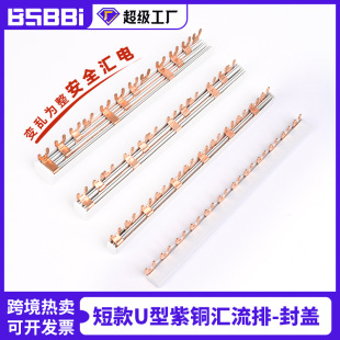 U型匯流排封閉12齒63A斷流器配電箱斷路器端子紫銅匯流排 短款