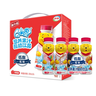 1月新货伊利QQ星营养果汁草莓熊QQ星草莓香蕉味含乳饮品200ml*16