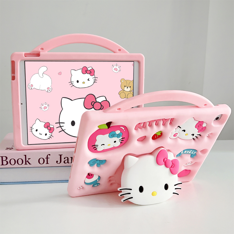 手提Kitty猫伸缩支架RedmiPadSE红米pad2平板保护套适用三星a9可爱a8卡通s6lite硅胶t220儿童防摔290全包软壳