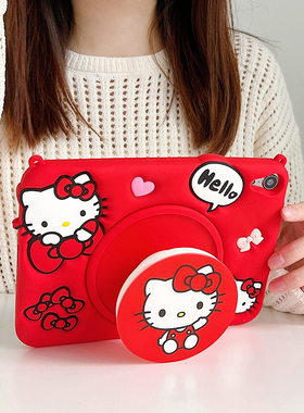 红色KT猫气囊伸缩支架ipad11保护壳mini7带笔槽air7可爱ipad9卡通适用苹果pro2025儿童防摔9.7硅胶10.2平板套