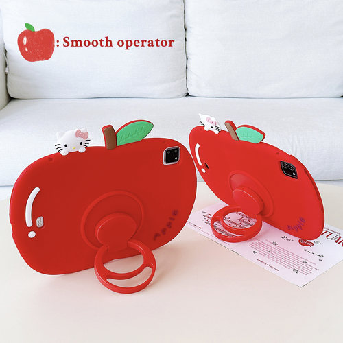 红苹果KT猫360旋转ipad11平板壳ipadair7保护壳mini7硅胶套适用11寸pro2025女款ipad9可爱air11卡通ipad10代8