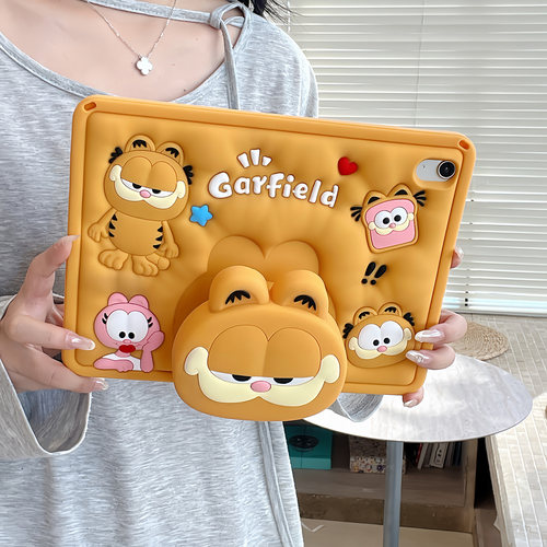 伸缩支架加菲猫ipad11保护壳ipadair7保护套air5平板壳air6可爱适用苹果11寸pro2025卡通ipad10硅胶ipad9软壳